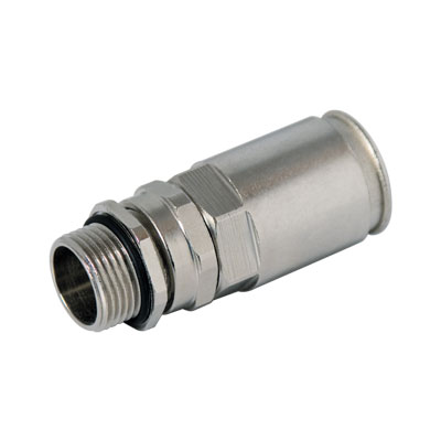 DKC-6111P20M251116 Муфта труба-коробка с герметичным уплотнителем, ф20мм, IP68, М25х1,5, для кабеля ф11 - 16мм, никелированная латунь