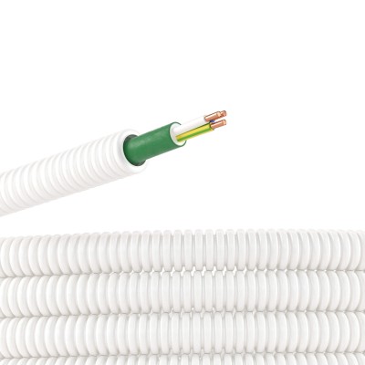 DKC-8S82050HF Электротруба ПЛЛ гибкая гофрированная, безгалогенная, номинальный ф20мм, с кабелем ППГнг(А)-HF 3x2,5мм2, РЭК ГОСТ+, цвет белый, 50м (ц