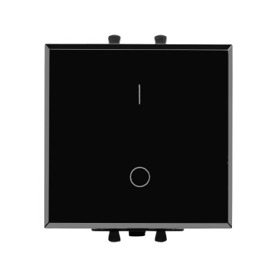 DKC-4402222 Выключатель двухполюсный одноклавишный модульны, Черный квадрат, 2 модуля, Avanti