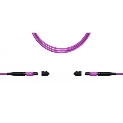 Сборка кабельная TopLan MPO-MPO, 12 волокон OM4, тип B (Key Up-Key Up), низкие потери, LSZH, 50 м, розовая