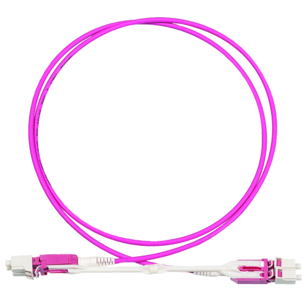 Патч-корд оптический TopLan, дуплексный, LC-LC, для панелей высокой плотности, OM4, LSZH, 5.0 м, розовый