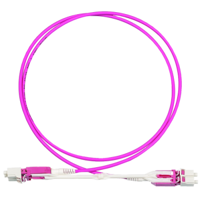Патч-корд оптический TopLan, дуплексный, LC-LC, для панелей высокой плотности, OM4, LSZH, 5.0 м, розовый