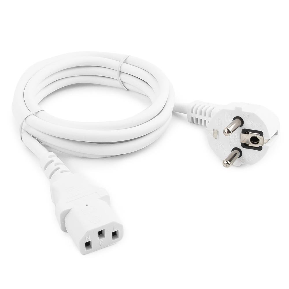 Lanmaster LAN-PP13/SHA-10-WH Шнур питания C13-Schuko угловая, 3х0.75, 220В, 10А, белый, 10 метров,
