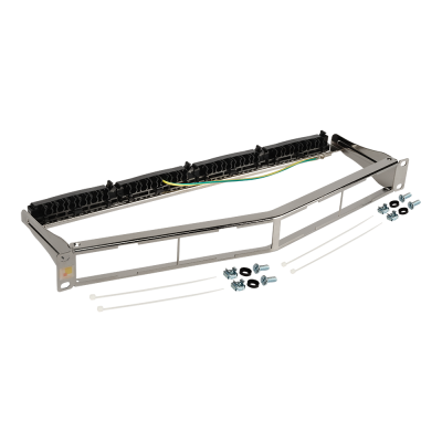 Lanmaster LAN-FRM-PPA-STP/1U Патч-панель модульная 19, угловая, экранированная, на 4 вставки, 1U, с задним органайзером