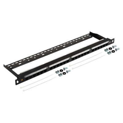 Lanmaster LAN-PPC24U6A Патч-панель 19 компактная, неэкранированная, 24 порта RJ45, кат.6A, 0.5U, с задним органайзером