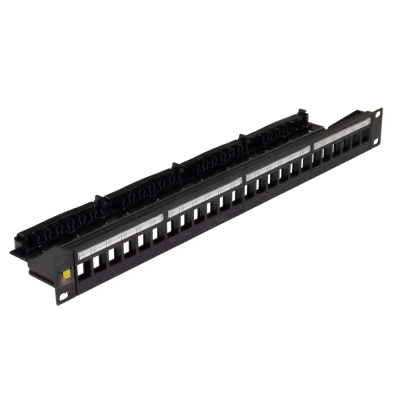 Lanmaster LAN-PPN24OK-UTP Патч-панель наборная 19, неэкранированная, 24 порта, 1U, с задним органайзером с фиксаторами кабеля