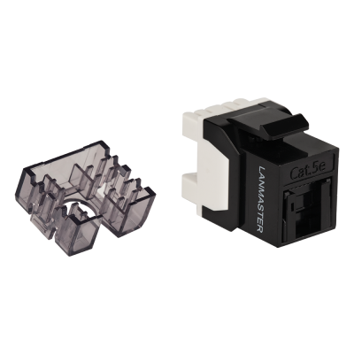 Lanmaster LAN-OK45U5E/180R-BK Модуль Keystone, RJ45, неэкранированный, кат.5E, со встроенной шторкой, 180 градусов, черный
