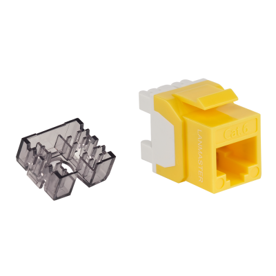 Lanmaster LAN-OK45U6/180N-YL Модуль Keystone, RJ45, неэкранированный, кат.6, без шторки, 180 градусов, желтый