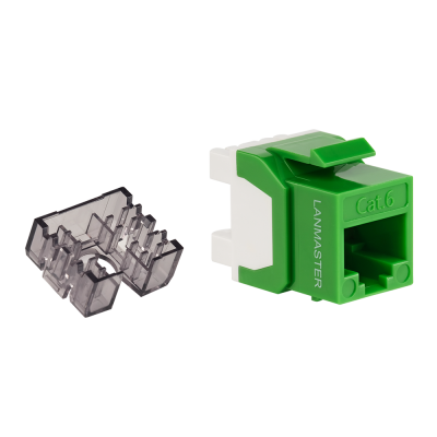 Lanmaster LAN-OK45U6/180N-GN Модуль Keystone, RJ45, неэкранированный, кат.6, без шторки, 180 градусов, зеленый