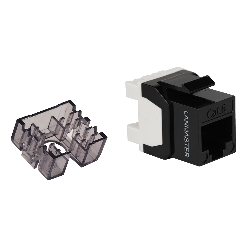 Lanmaster LAN-OK45U6/180N-BK Модуль Keystone, RJ45, неэкранированный, кат.6, без шторки, 180 градусов, черный