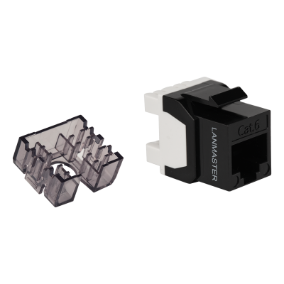 Lanmaster LAN-OK45U6/180N-BK Модуль Keystone, RJ45, неэкранированный, кат.6, без шторки, 180 градусов, черный