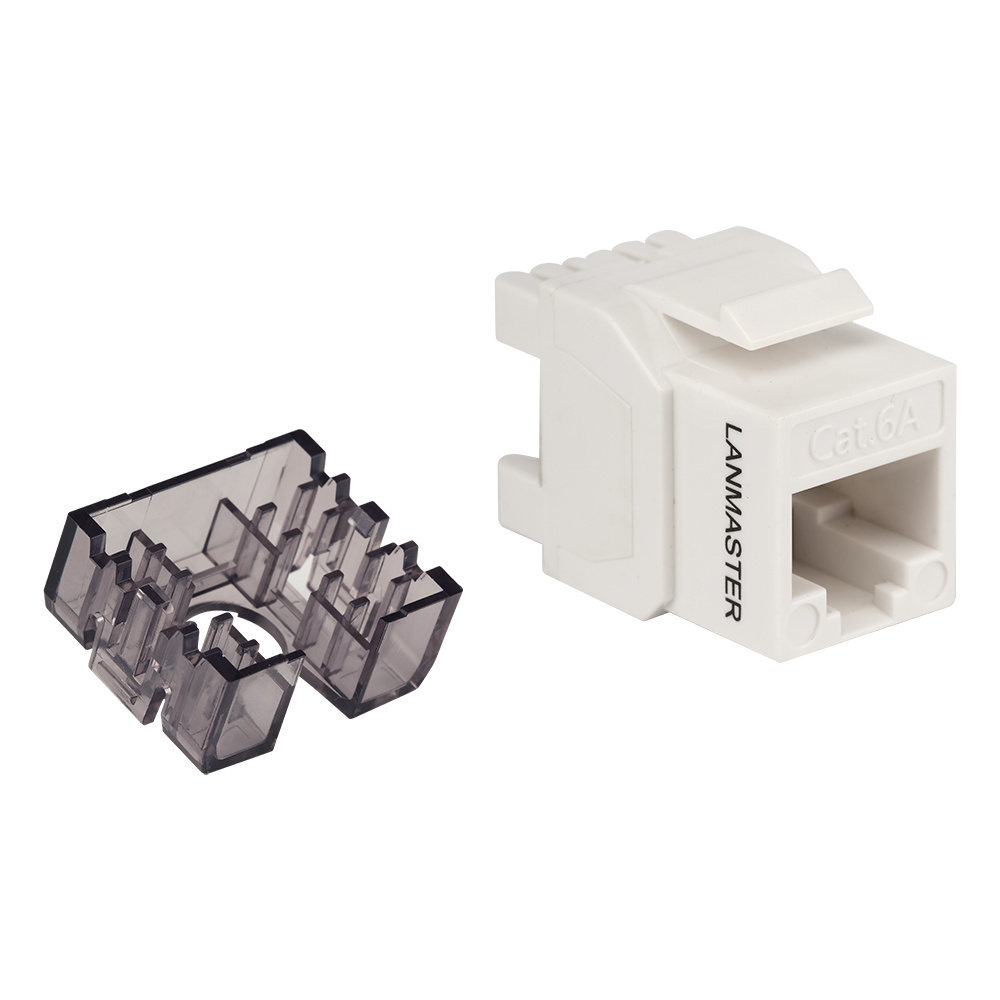 Lanmaster LAN-OK45U6A/180N-WH Модуль Keystone, RJ45, неэкранированный, кат.6A, без шторки, 180 градусов, белый