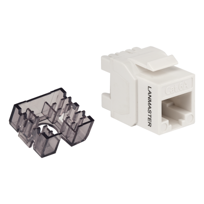 Lanmaster LAN-OK45U6A/180N-WH Модуль Keystone, RJ45, неэкранированный, кат.6A, без шторки, 180 градусов, белый