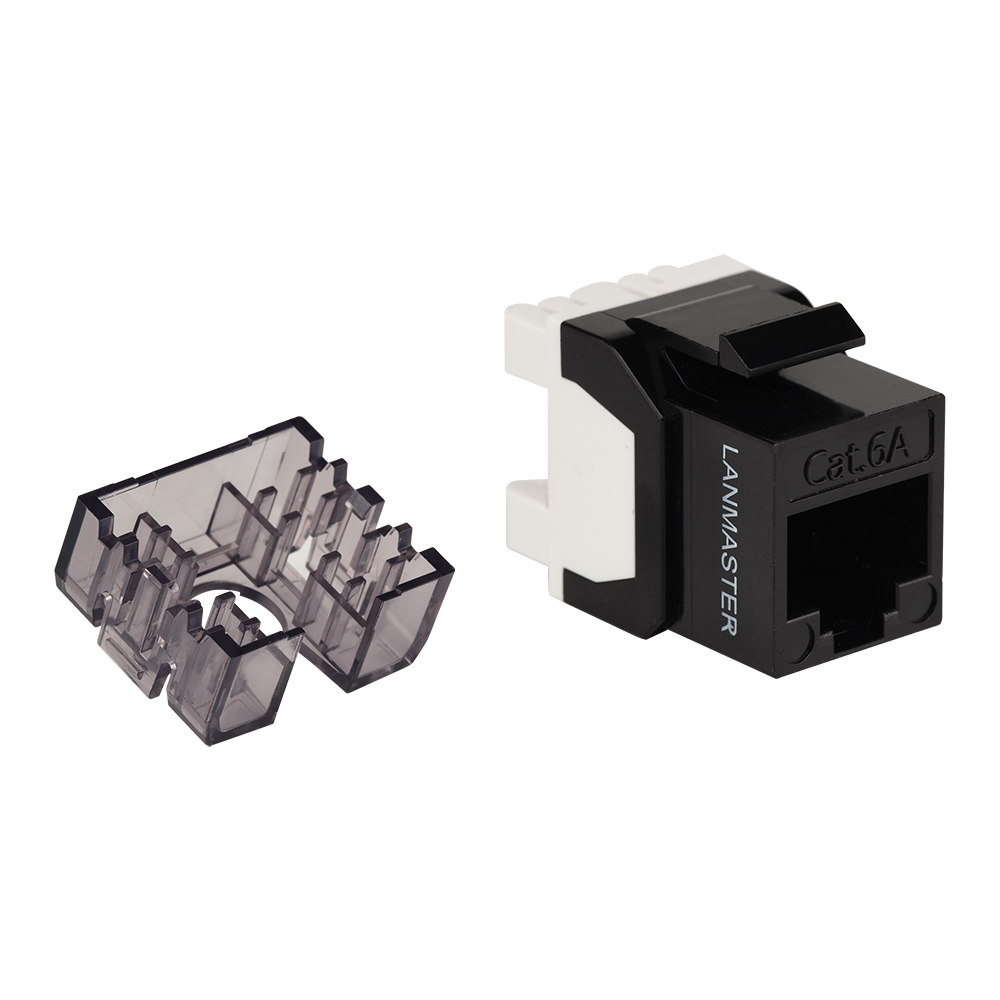 Lanmaster LAN-OK45U6A/180N-BK Модуль Keystone, RJ45, неэкранированный, кат.6A, без шторки, 180 градусов, черный