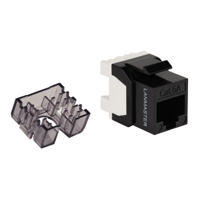 Lanmaster LAN-OK45U6A/180N-BK Модуль Keystone, RJ45, неэкранированный, кат.6A, без шторки, 180 градусов, черный