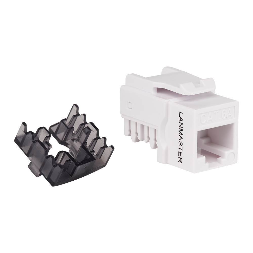 Lanmaster LAN-OK45U6A/90N-WH Модуль Keystone, RJ45, неэкранированный, кат.6A, без шторки, 90 градусов, белый