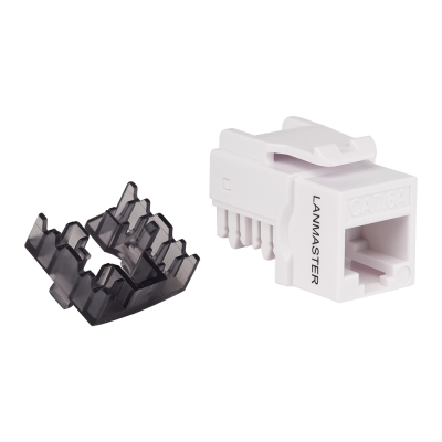 Lanmaster LAN-OK45U6A/90N-WH Модуль Keystone, RJ45, неэкранированный, кат.6A, без шторки, 90 градусов, белый