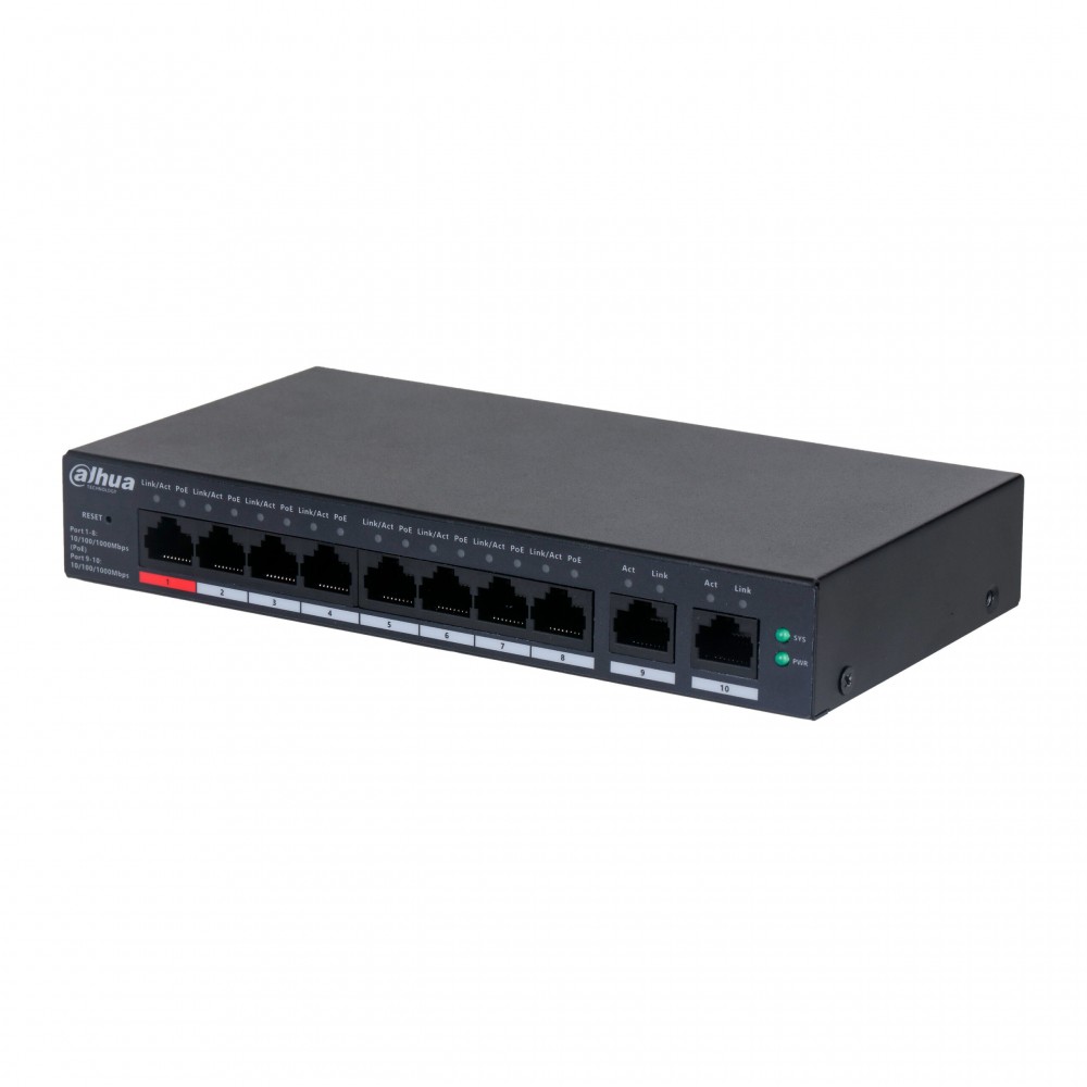 Dahua DH-CS4010-8GT-110, гигабитный PoE коммутатор 8 портов Dahua DH-CS4010-8GT-110, гигабитный PoE коммутатор 8 портов