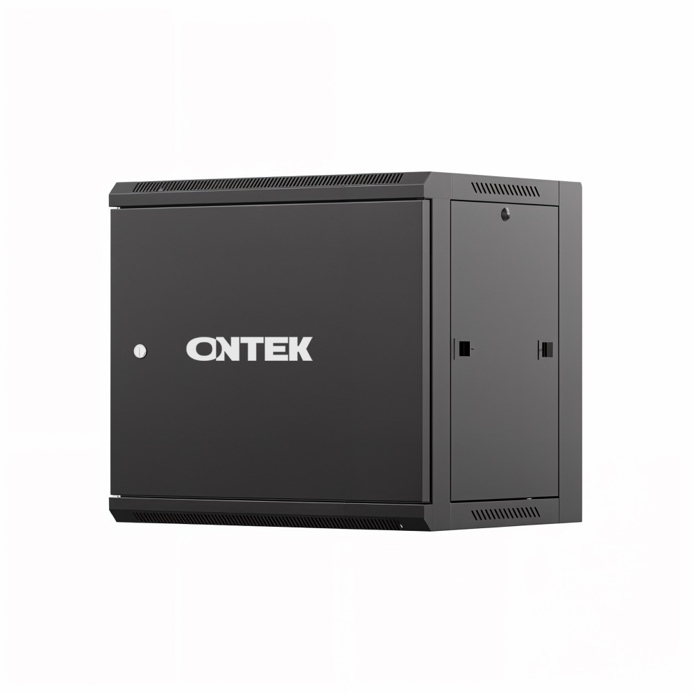 Шкаф настенный телекоммуникационный ONTEK TSN 12U 600х600х635мм, 2 профиля 19, дверь сплошная металл, боковые стенки съемные, разобранный, черный