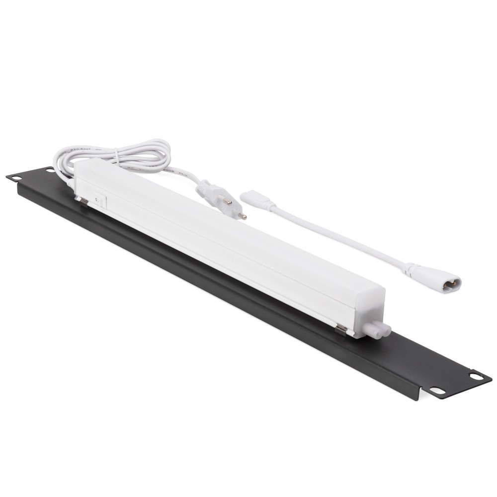 Панель осветительная ONTEK, светодиодная (LED), крепление 19 1U, 220V, кабель 1.5м, немецкий стандарт, черный RAL 9005