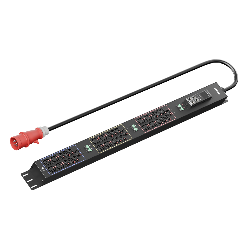 Панель распределения ONTEK PDU Metered Input ОМРВ8 вертикальная c функцией удаленного мониторинга, 32A/3ф, с мини-выключателем 16А 6шт, выход - C13 x