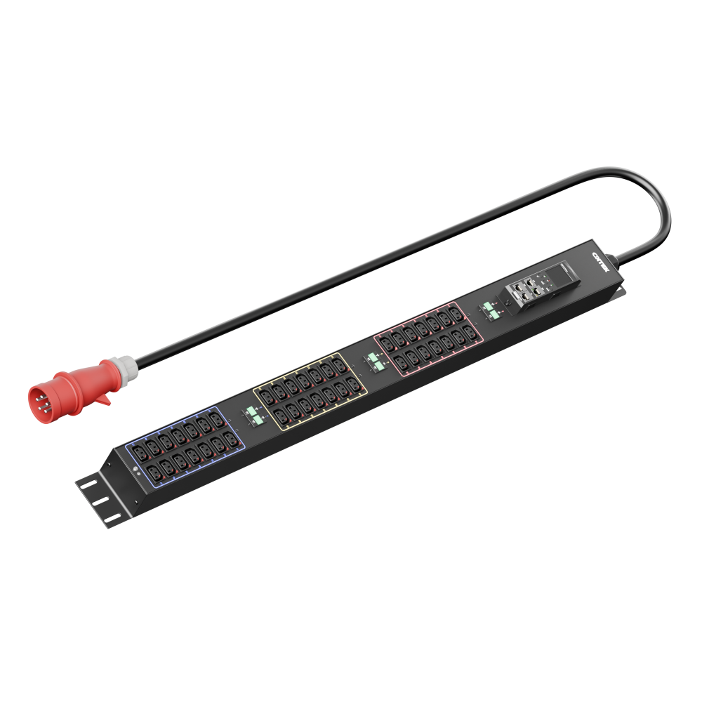 Панель распределения ONTEK PDU Metered Input ОМРВ7 вертикальная c функцией удаленного мониторинга, 32A/3ф, с мини-выключателем 16А 6шт, выход - C13 x