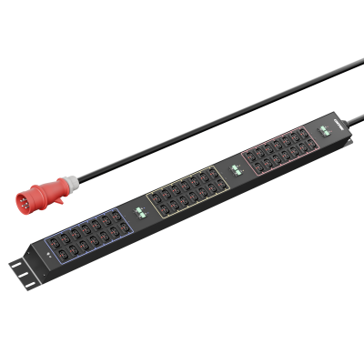 Панель распределения ONTEK PDU Basic OBPA8 вертикальная 32A/3ф, с мини-выключателем 16А 6шт, выход - C13 x 42 шт., кабель 3 м IEC60309 5p