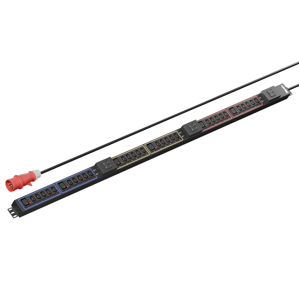 Панель распределения ONTEK PDU Basic OBPA9 вертикальная 32A/3ф, с мини-выключателем, выход - C13 x 30 шт. / C19 x 6 шт., кабель 3 м 3PN IEC 60309