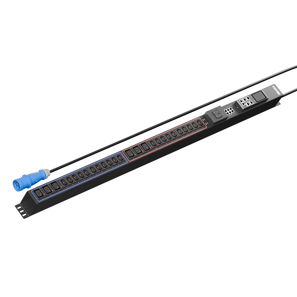 Панель распределения ONTEK PDU Managed OMPC2 вертикальная 32A/1ф, с мини-выключателем, выход - C13 x 21 шт. / C19 x 6 шт., кабель 3 м, IEC60309 3p