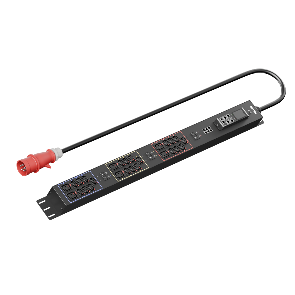 Панель распределения ONTEK PDU Managed OMPC4 вертикальная 32A/3ф, с мини-выключателем, выход - C13 x 21 шт. / C19 x 12 шт., кабель 3 м, IEC60309 5p