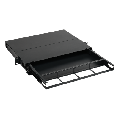 Lanmaster LAN-FOBM-4MCS-DR-1U Патч-панель на 4 кассеты и адаптерные планки MCS, 19''/ 1U, выдвижная, черная