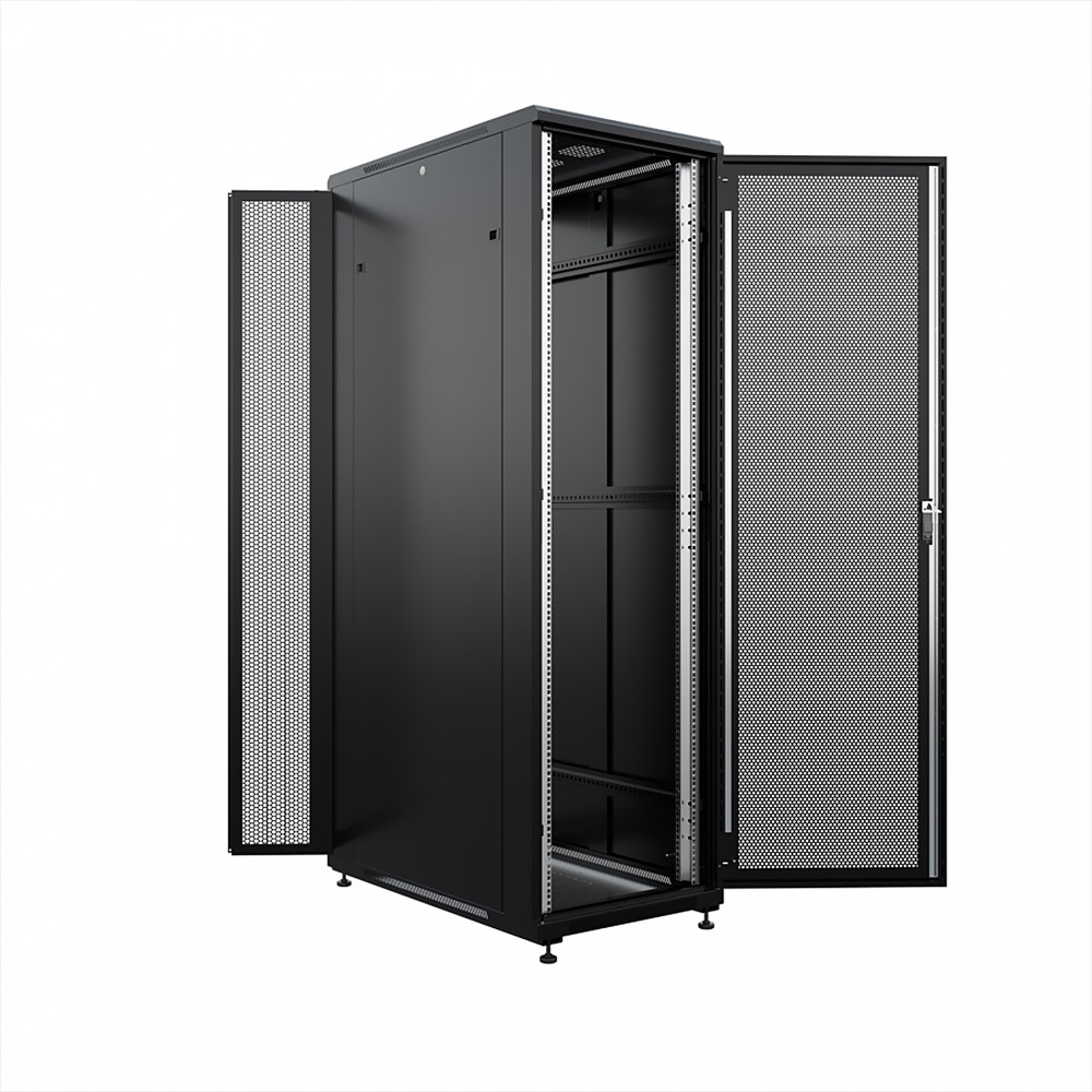 Шкаф напольный универсальный серверный ONTEK TC 42U 600х600мм, 4 профиля 19, двери перфорированная и перфорированная двухстворчатая, боковые стенки съ