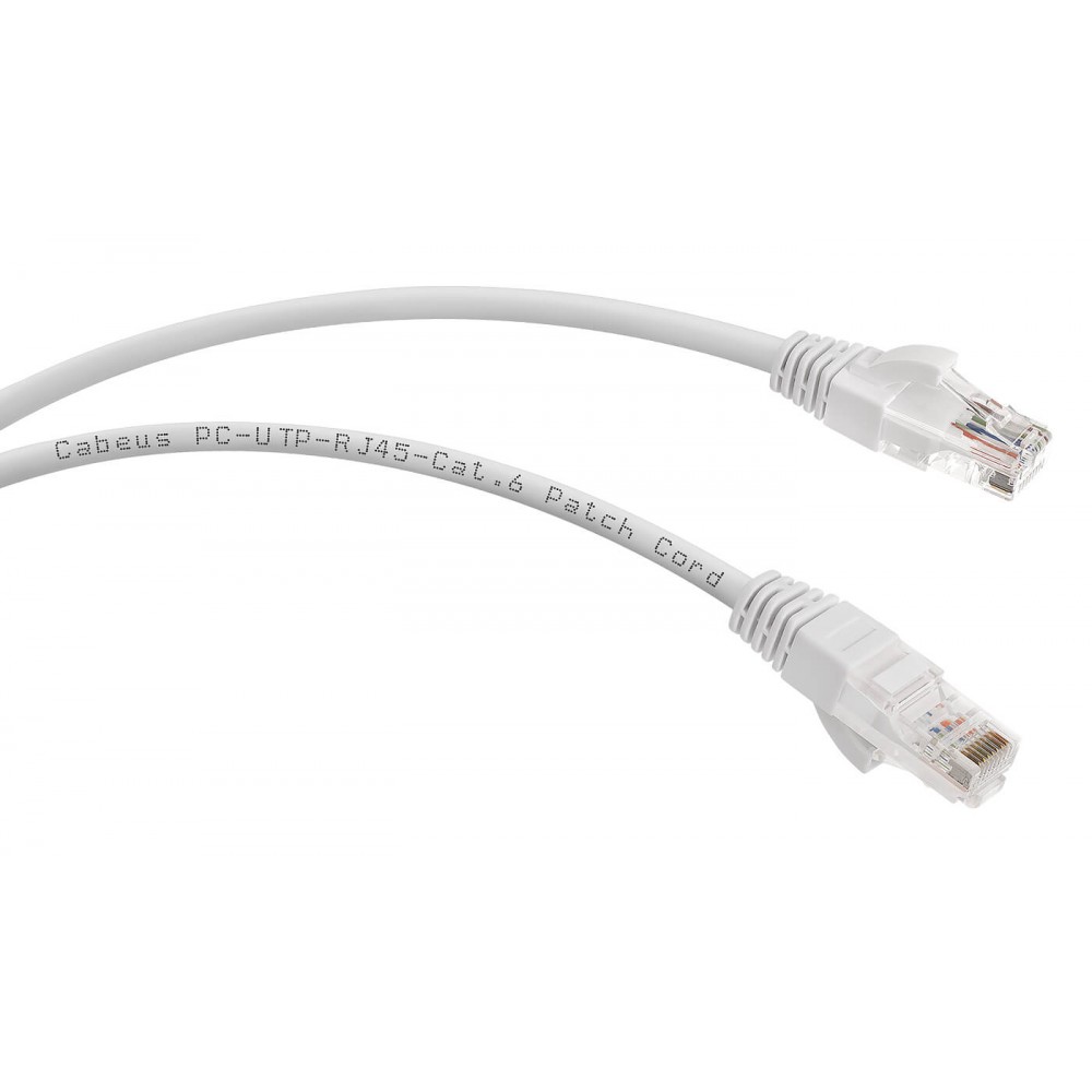 Cabeus PC-UTP-RJ45-Cat.6-1m-WH-LSZH Патч-корд U/UTP, категория 6, 2xRJ45/8p8c, неэкранированный, белый, LSZH, 1м
