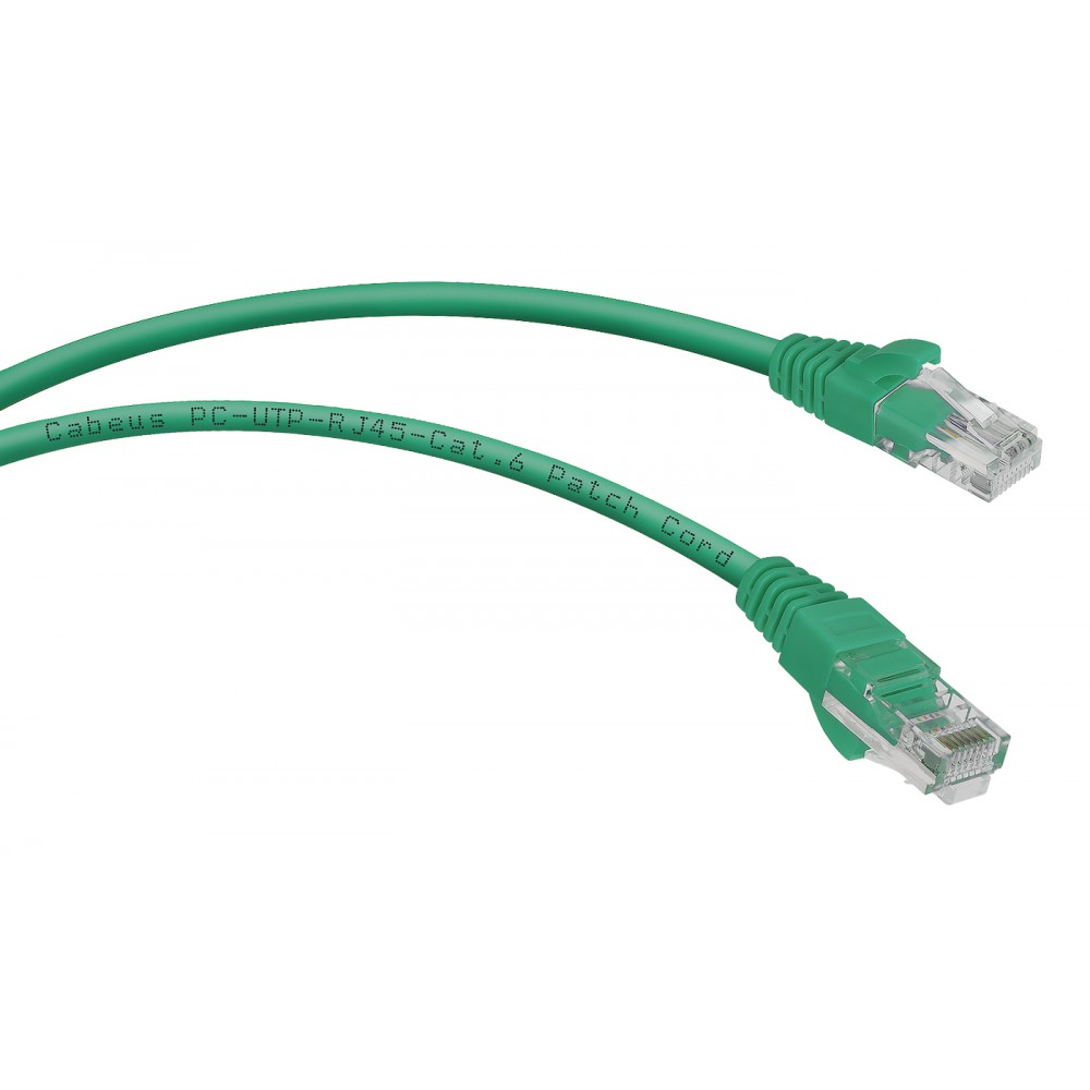Cabeus PC-UTP-RJ45-Cat.6-0.3m-GN-LSZH Патч-корд U/UTP, категория 6, 2xRJ45/8p8c, неэкранированный, зеленый, LSZH, 0.3м