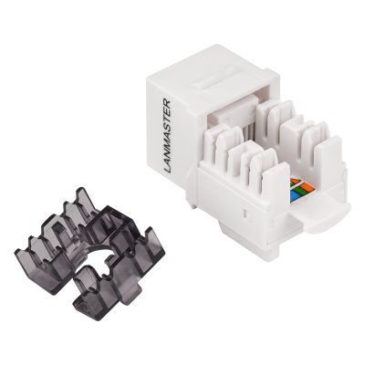 Lanmaster LAN-OK45U6/90N-WH Модуль Keystone, RJ45, неэкранированный, кат.6, без шторки, 90 градусов, белый,