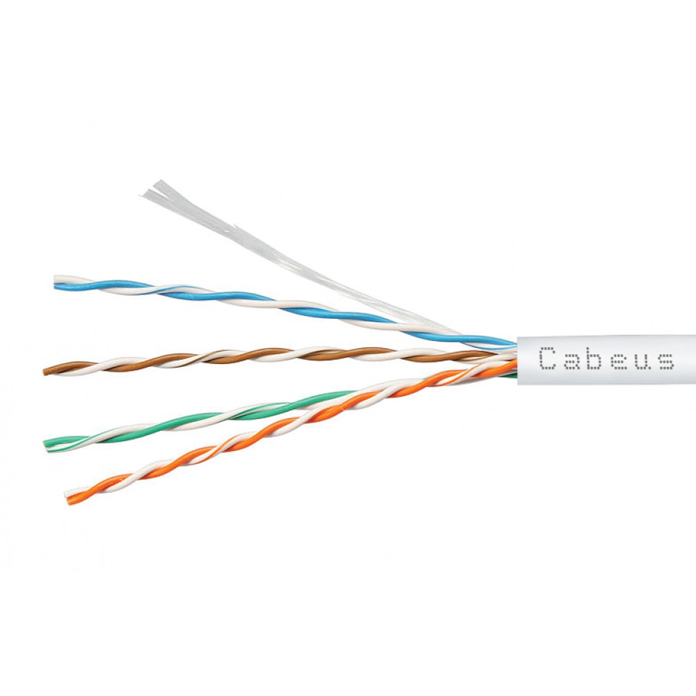 Cabeus UTP-4P-Cat.5e-SOLID-LSZH-GY-50 Кабель витая пара UTP (U/UTP), категория 5e, 4 пары (24 AWG), одножильный, серый, LSZH, нг(А)-HF, (50 м)