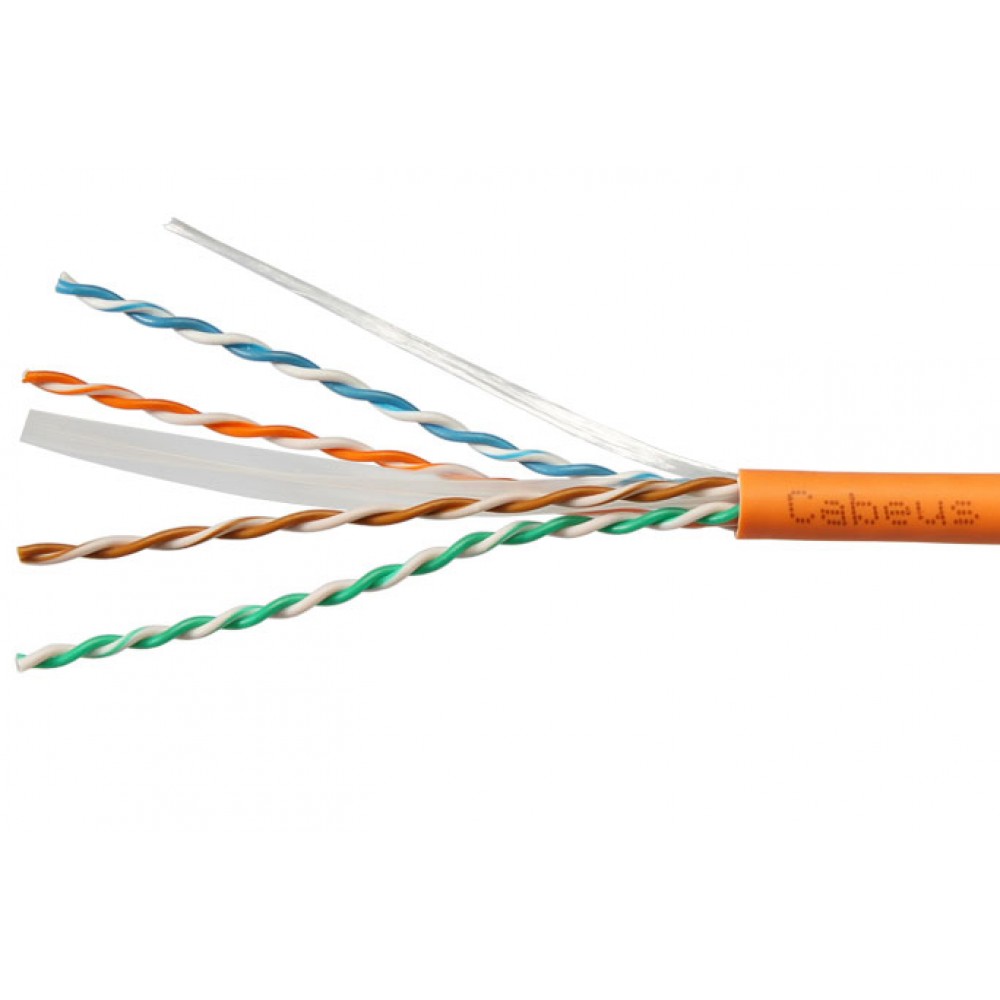 Cabeus UTP-4P-Cat.6-SOLID-LSZH-50 Кабель витая пара UTP (U/UTP), категория 6, 4 пары (23 AWG), одножильный, LSZH, нг(А)-HF, оранжевый (50 м) Cabeus UTP-4P-Cat.6-SOLID-LSZH-50 Кабель витая пара UTP (U/UTP), категория 6, 4 пары (23 AWG), одножильный, LSZH, нг(А)-HF, оранжевый (50 м)