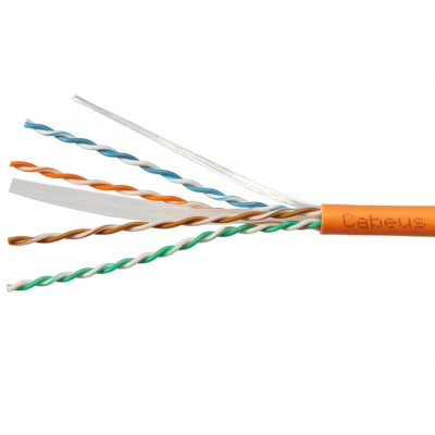 Cabeus UTP-4P-Cat.6-SOLID-LSZH-50 Кабель витая пара UTP (U/UTP), категория 6, 4 пары (23 AWG), одножильный, LSZH, нг(А)-HF, оранжевый (50 м)