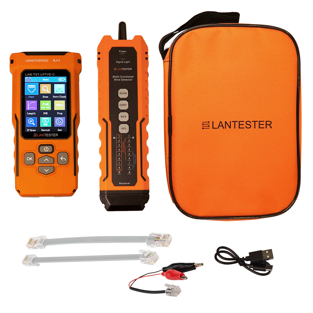 Lanmaster LAN-TST-LPTVE-C Кабельный тестер с измерением длины, трассировкой кабельных линий, проверкой Ethernet и определением POE, цветной,