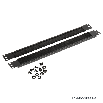 Lanmaster LAN-DC-SPBRP-2U 19 разделяемая панель с щеточным вводом 2U, черная,