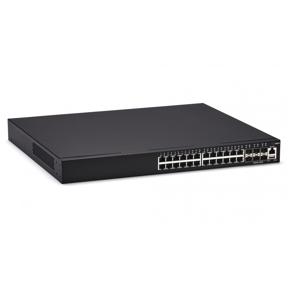 Управляемый коммутатор  уровня L3 с поддержкой PoE 802.3af/at, 24 порта 10/100/1000BASE-T, 6 портов 10GbE SFP+,  консольный порт