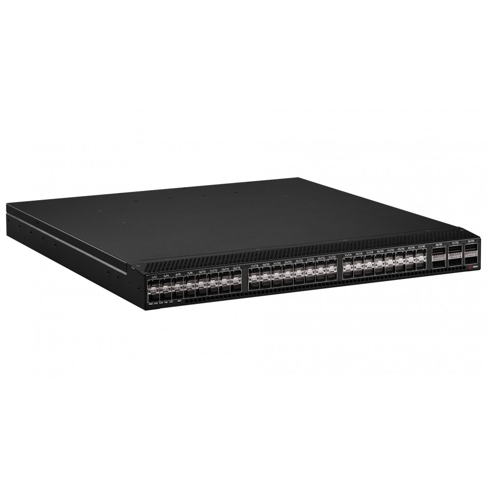 Управляемый коммутатор, 6 портов 100GbE QSFP28, 48 портов 10GbE SFP+, 1 порт USB 2.0, консольный порт, порт управления MGMT, 2 сменных БП, 100-240В