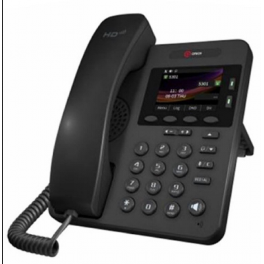 VoIP телефон, 2 SIP линии, 25 клавиш, включая 5 программируемых, цветной графический экран с подсветкой 320*240, 2 порта Ethernet RJ-45 LAN/PC
