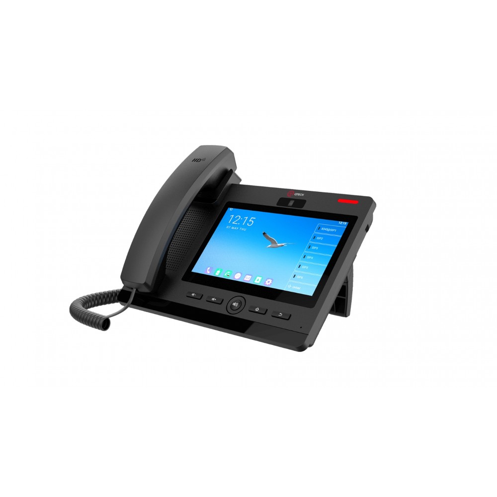 IP телефон премиум класса, Android 9, цветной сенсорный дисплей 7”, 2 порта Ethernet RJ-45 LAN/PC 10/100/1000 Mbps, поддержка PoE 802.3af