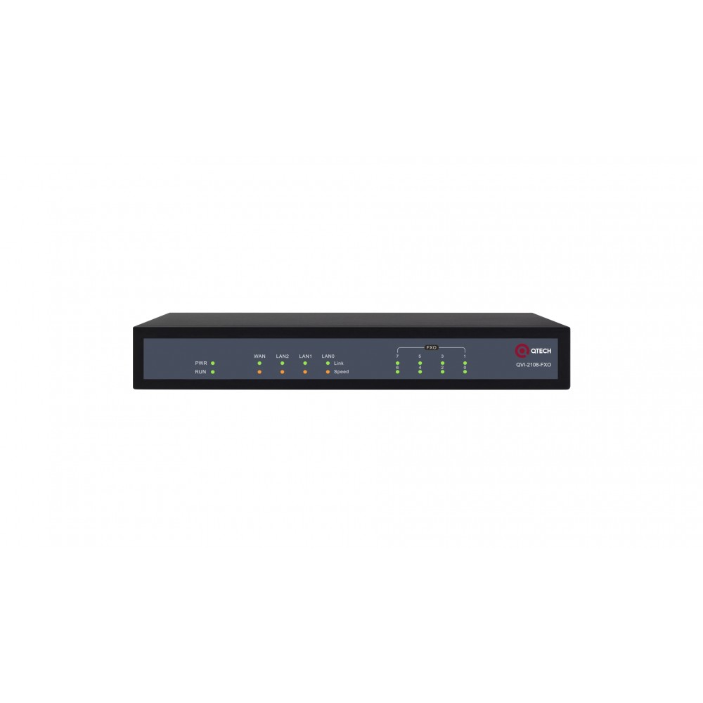 Голосовой шлюз, 8 портов FXO, 3 порта 10/100BASE-T (LAN), 1 порт 10/100BASE-T (WAN), внешний БП (12В), 100-240В AC QVI-2108-FXO