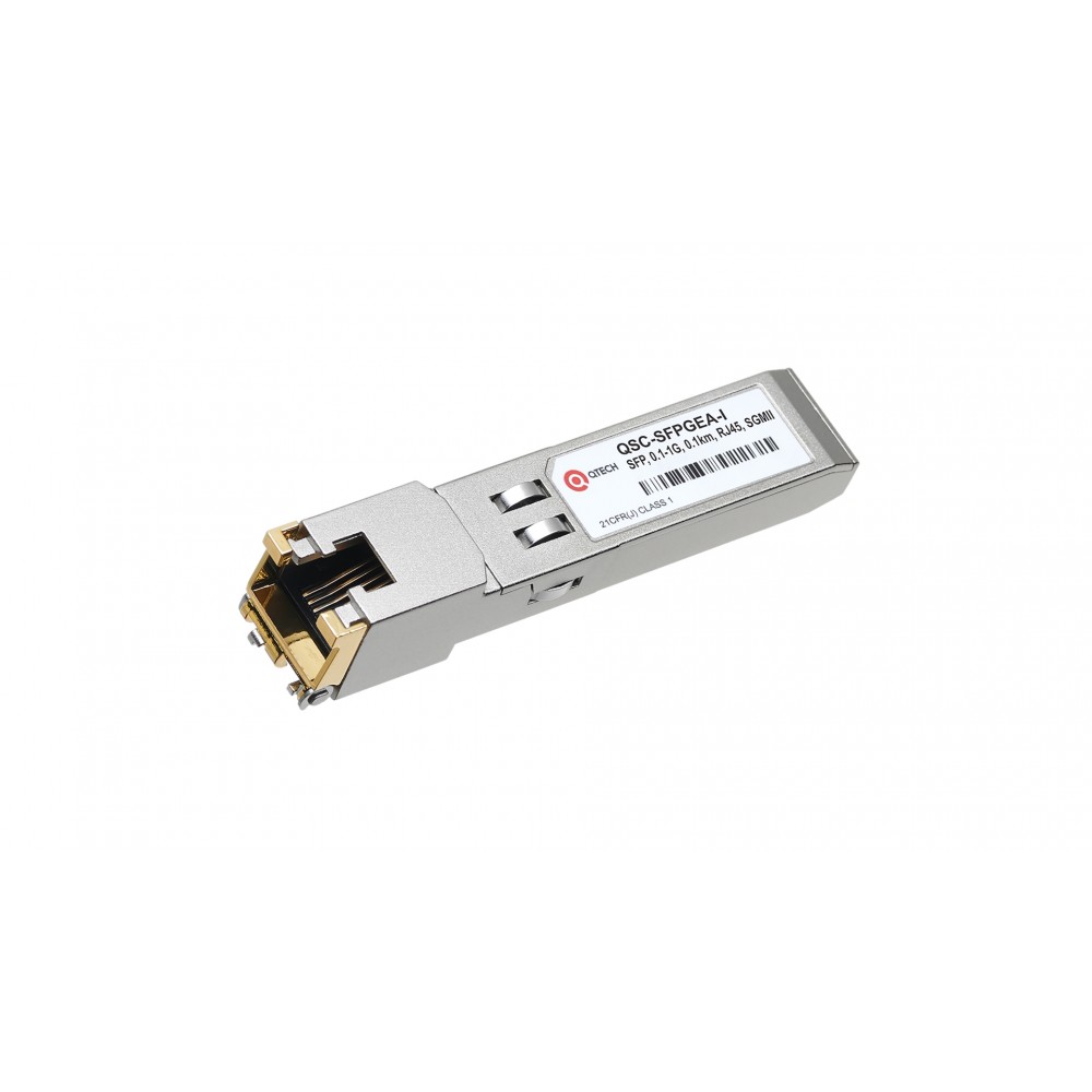 Медный модуль Copper SFP, индустриальный, скорость передачи 1.0 Гбит/c, дальность 0,1 км, разъем RJ-45, 3.6В