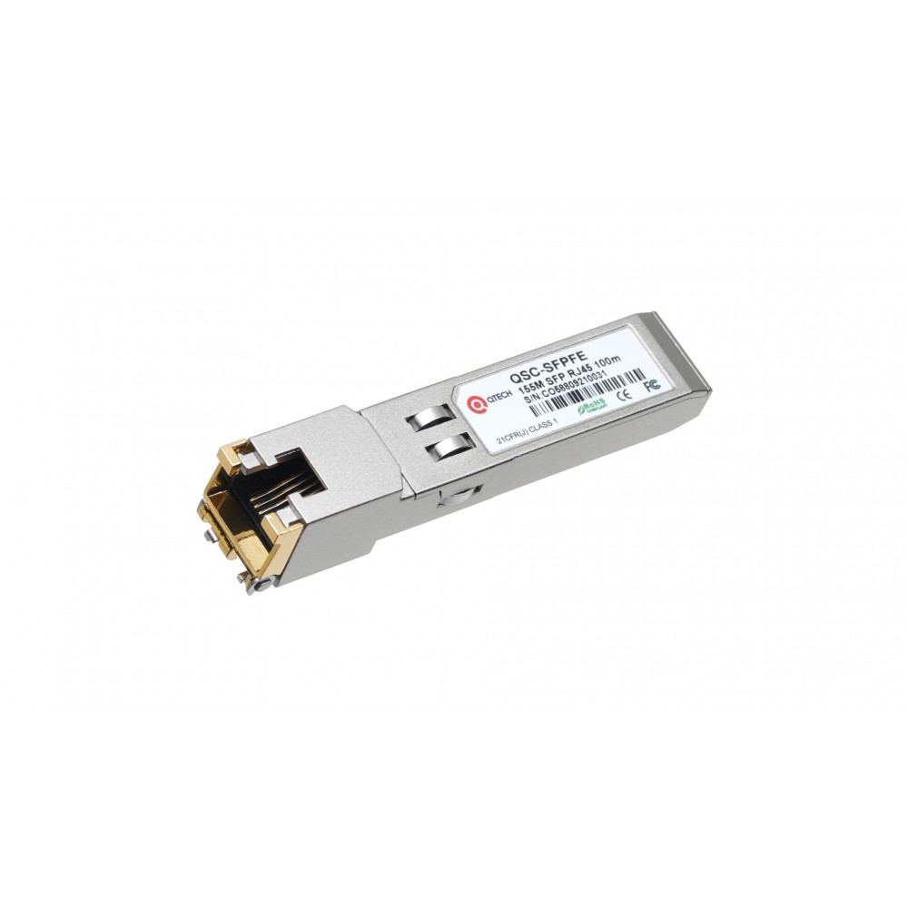 SFP модуль, медный интерфейс RJ45, 100 Мбит/c, длина сегмента 100 метров SFP модуль, медный интерфейс RJ45, 100 Мбит/c, длина сегмента 100 метров