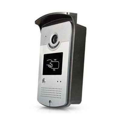 SIP вызывная однокнопочная видеопанель со встроенным считывателем карт. Материал корпуса:легкий сплав.Камера: 3M пикселей, автоматическое освещение