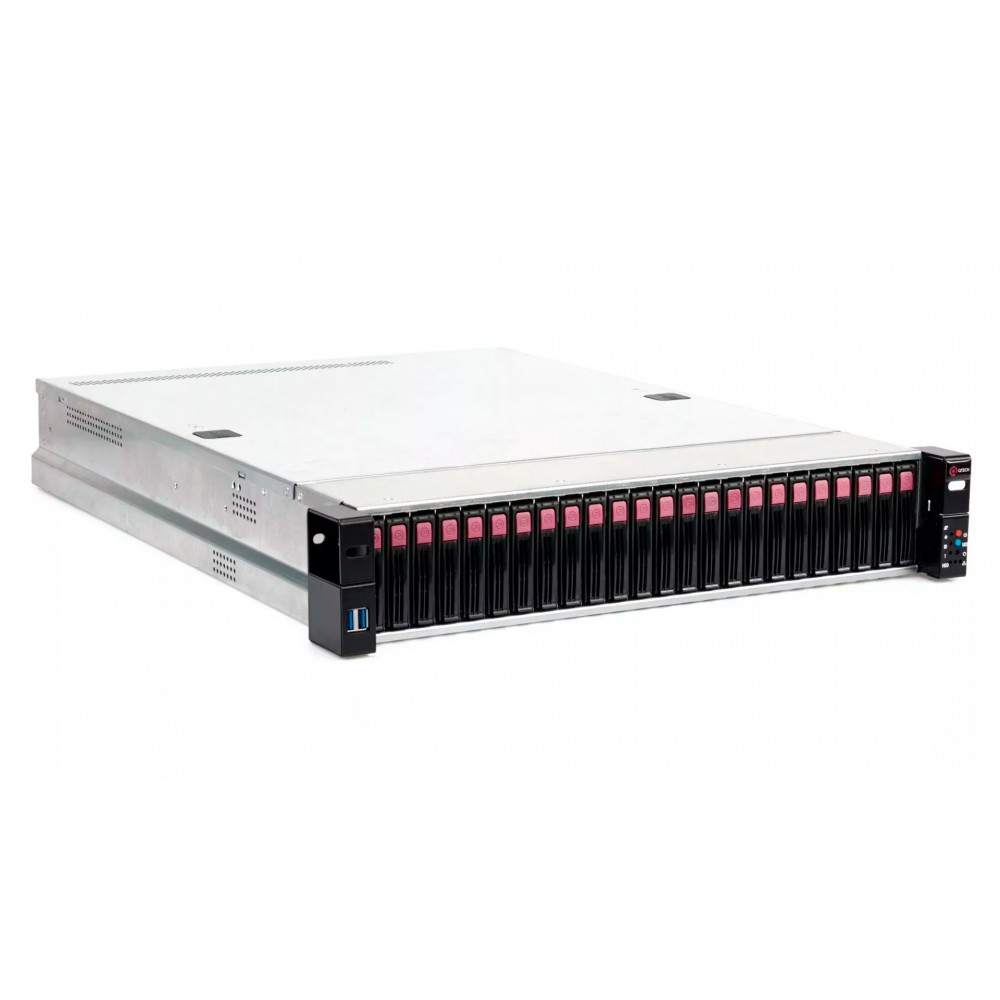 Сервер 2U  QSRV-262402-E-R; 24*2.5 + 2*2.5 rear bay's; 2*Intel Xeon Gold 5220R 24С 2.2 GHz; 8*32GB DDR4 RDIMM ECC 3200MHz; Trimode 9460 2GB Raid 8i