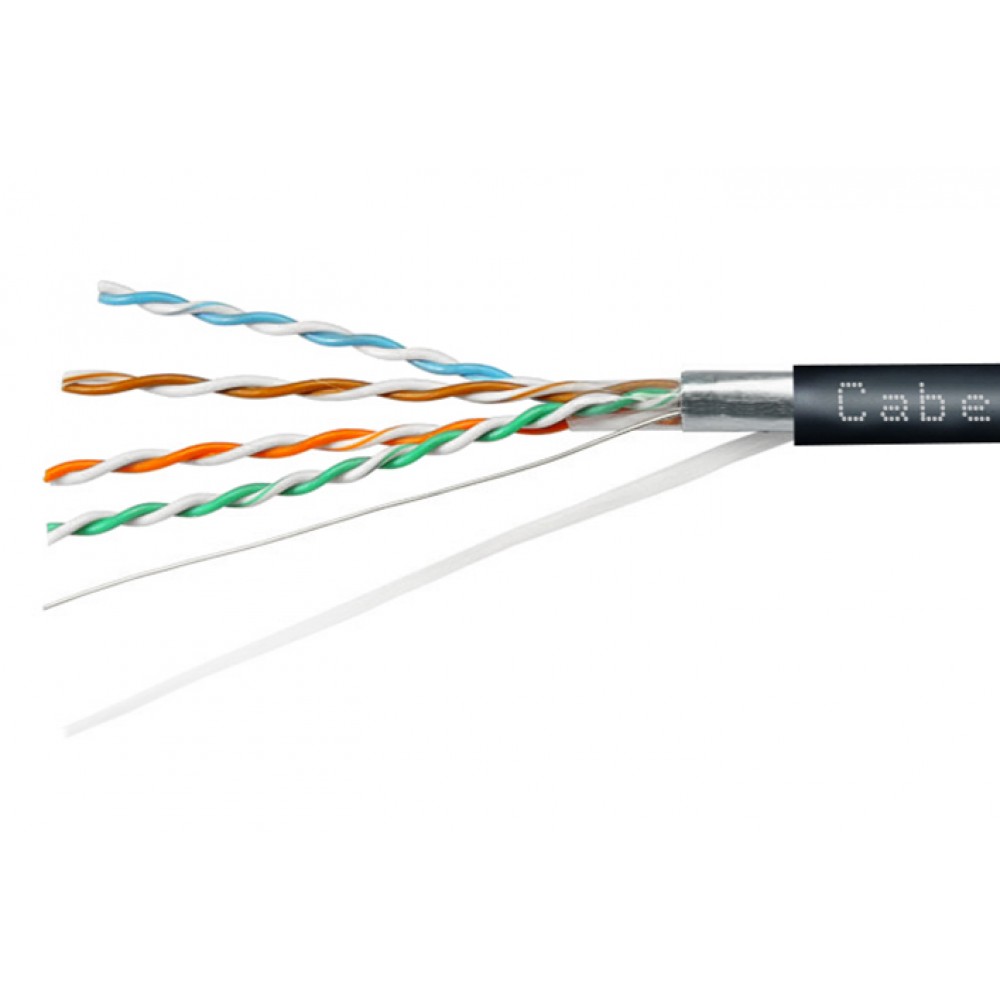 Cabeus FTP-4P-Cat.5e-SOLID-OUT-LSZH-UV-25 Кабель витая пара экранированная FTP (F/UTP), категория 5e, 4 пары (24 AWG), одножильный, экран - фольга